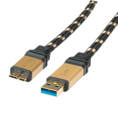 Roline GOLD USB3.0 kabel TIP A(M) - Micro B(M), 2.0m, crno/zlatni